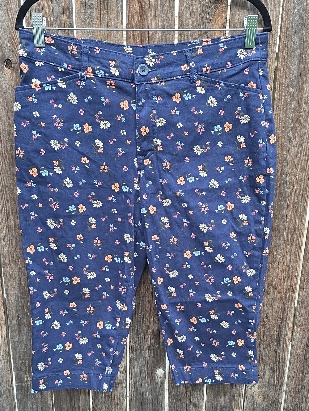 Women's Navy Floral Crop Jeans